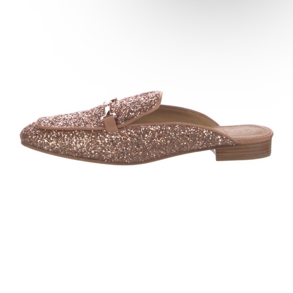 Tory Burch Amelia Glitter Backless Loafer in Rose Gold Size 7.5